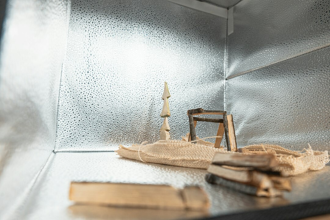 Close up of studio lighting equipment and softboxes